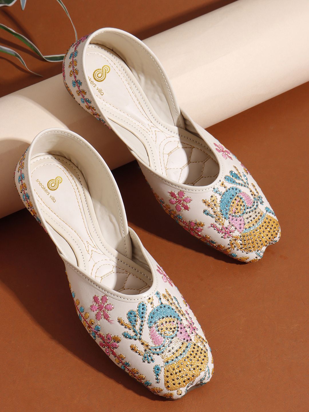 sneakers villa Women Embellished Square Toe Mojaris-picture-31