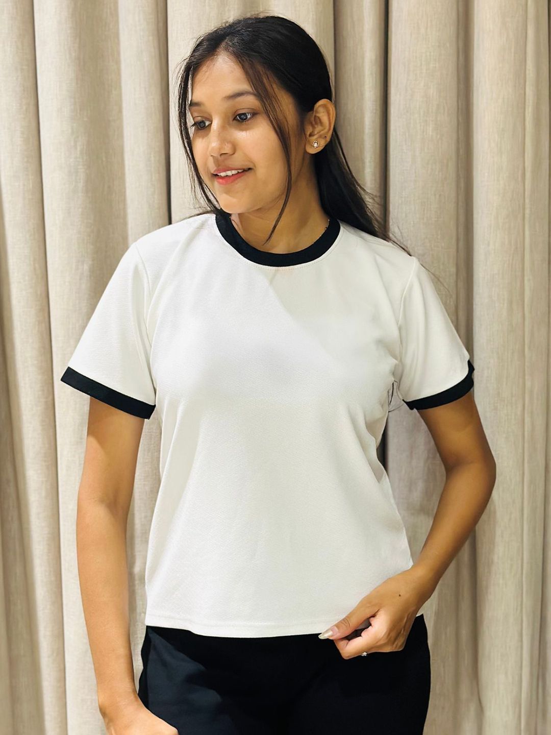 Moda Rapido Women Solid Round Neck Relaxed Fit T-shirt-picture-12