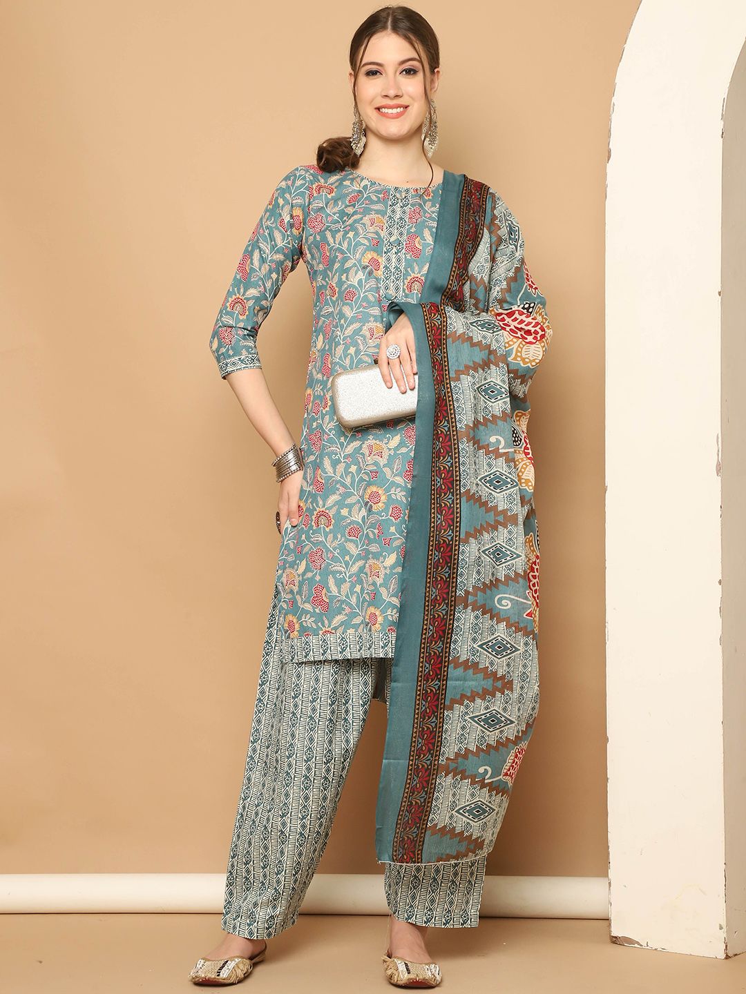 KALINI Women Ethnic Motifs Printed Regular Kurta With Salwar & Dupatta