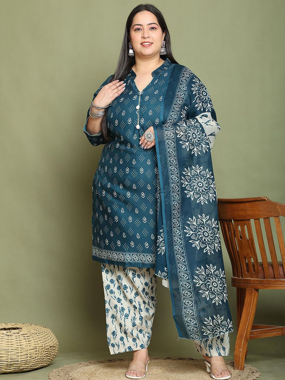 KALINI Women Ethnic Motifs Printed Kurta with Trousers & Dupatta
