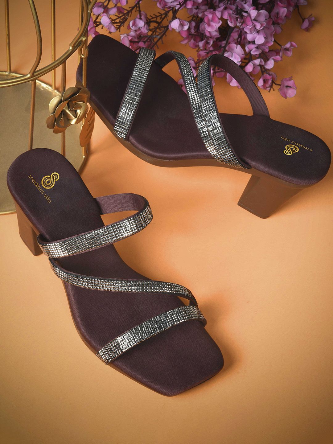 sneakers villa Women Embellished Block Heel Sandals-picture-41