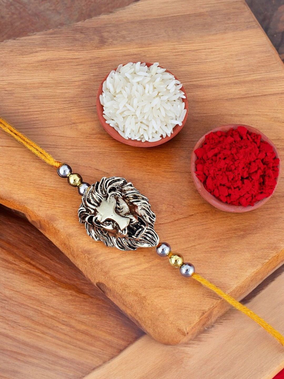 LUCKY JEWELLERY Kids Gold-Plated Oxidised Rakhi With Greeting Card-image-15