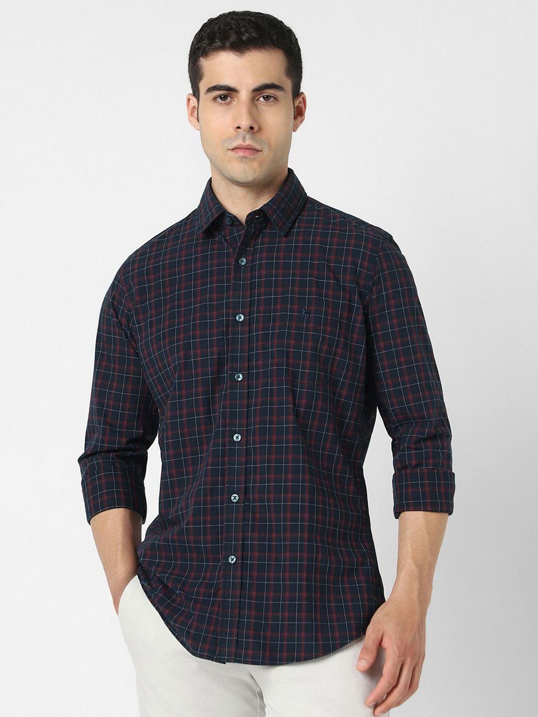 Van Heusen Sport Men Tartan Checked Spread Collar Cotton Casual Shirt-picture-32