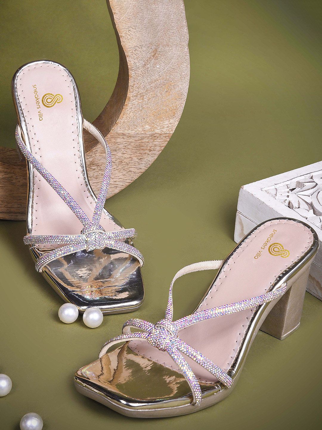 sneakers villa Women Embellished Block Heel Sandals-picture-39