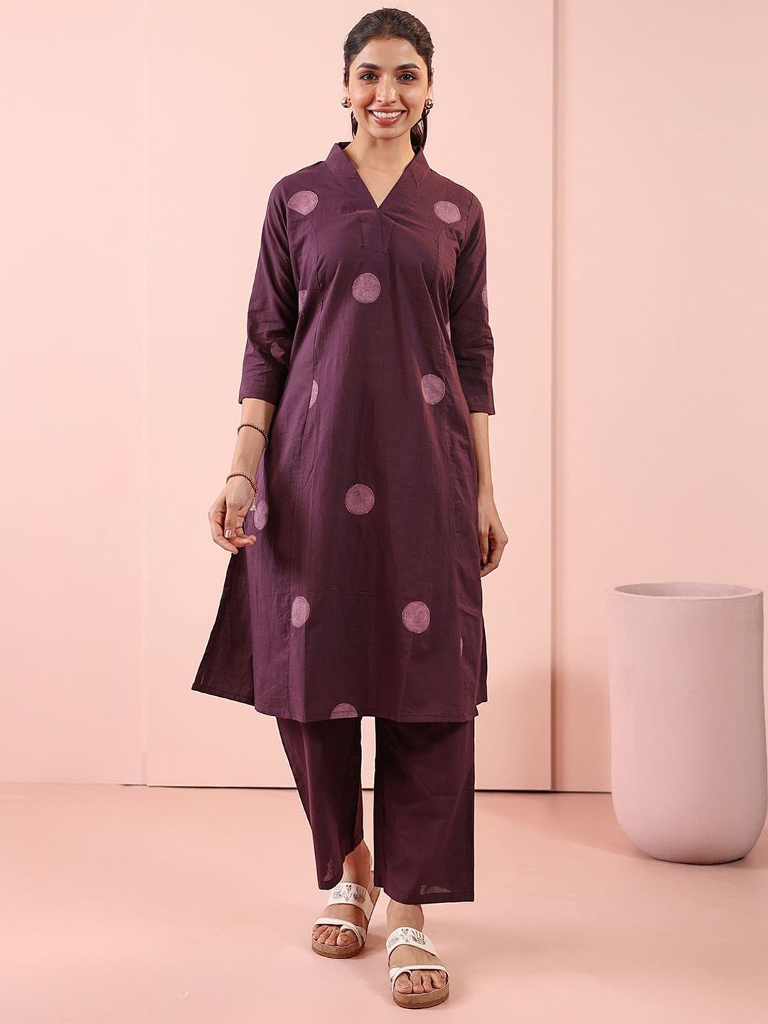 Anouk Rustic Women Geometric Printed Regular Pure Cotton Kurta With Palazzos