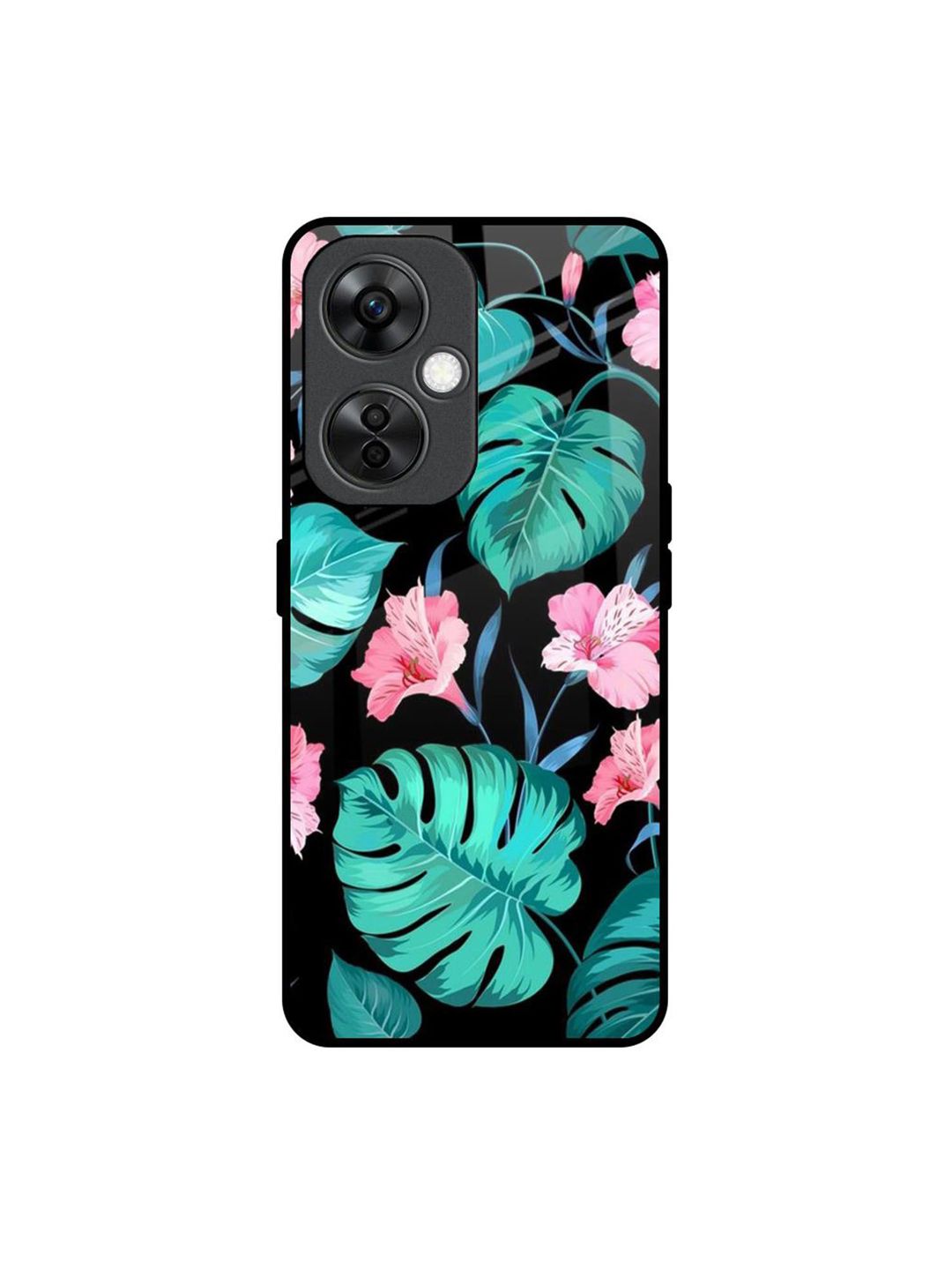 QRIOH Tropical Leaves Printed Lightweight Silicone OnePlus Nord CE 3 Lite 5G Glass Case-picture-14