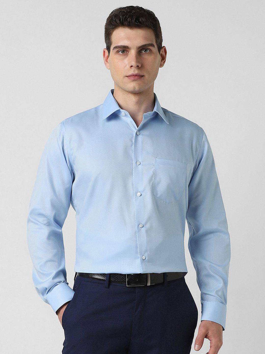 Van Heusen Men Textured Spread Collar Pure Cotton Casual Shirt-picture-33