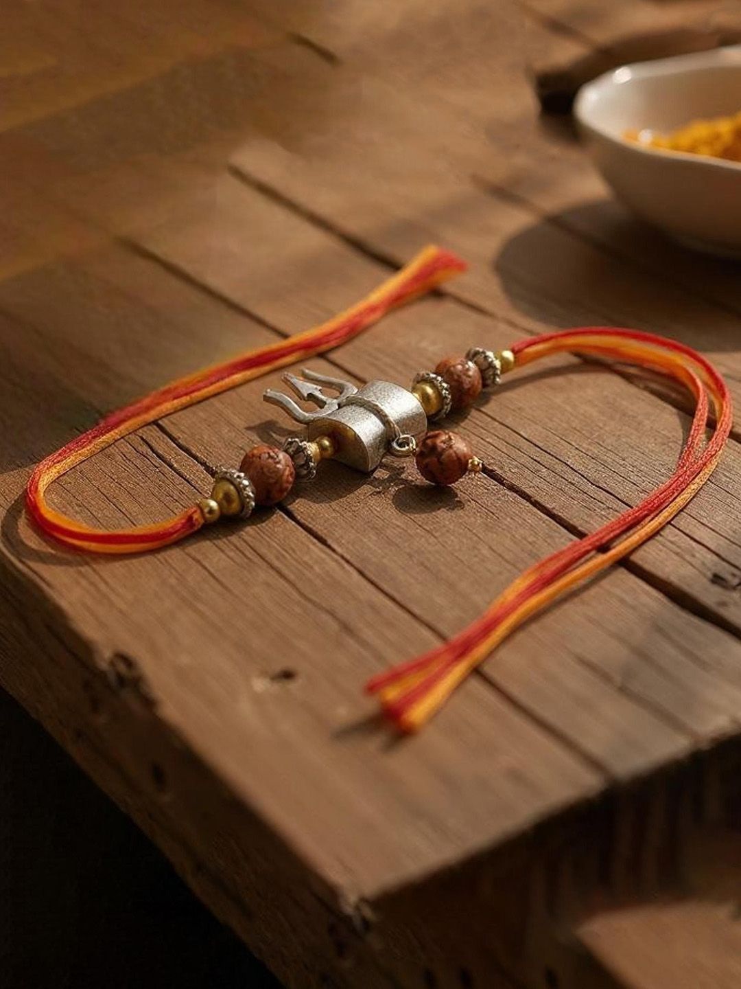 LUCKY JEWELLERY Unisex Artificial Rudraksha-Charm Rakhi With Roli Chawal & Greeting Card-picture-39