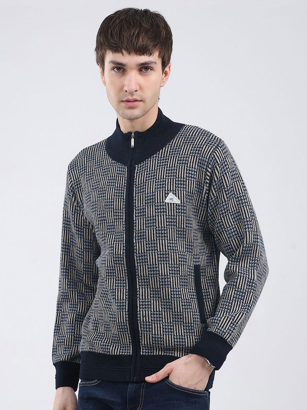 Monte Carlo Men Mock Neck Full Sleeves Woollen Pullover-image-46