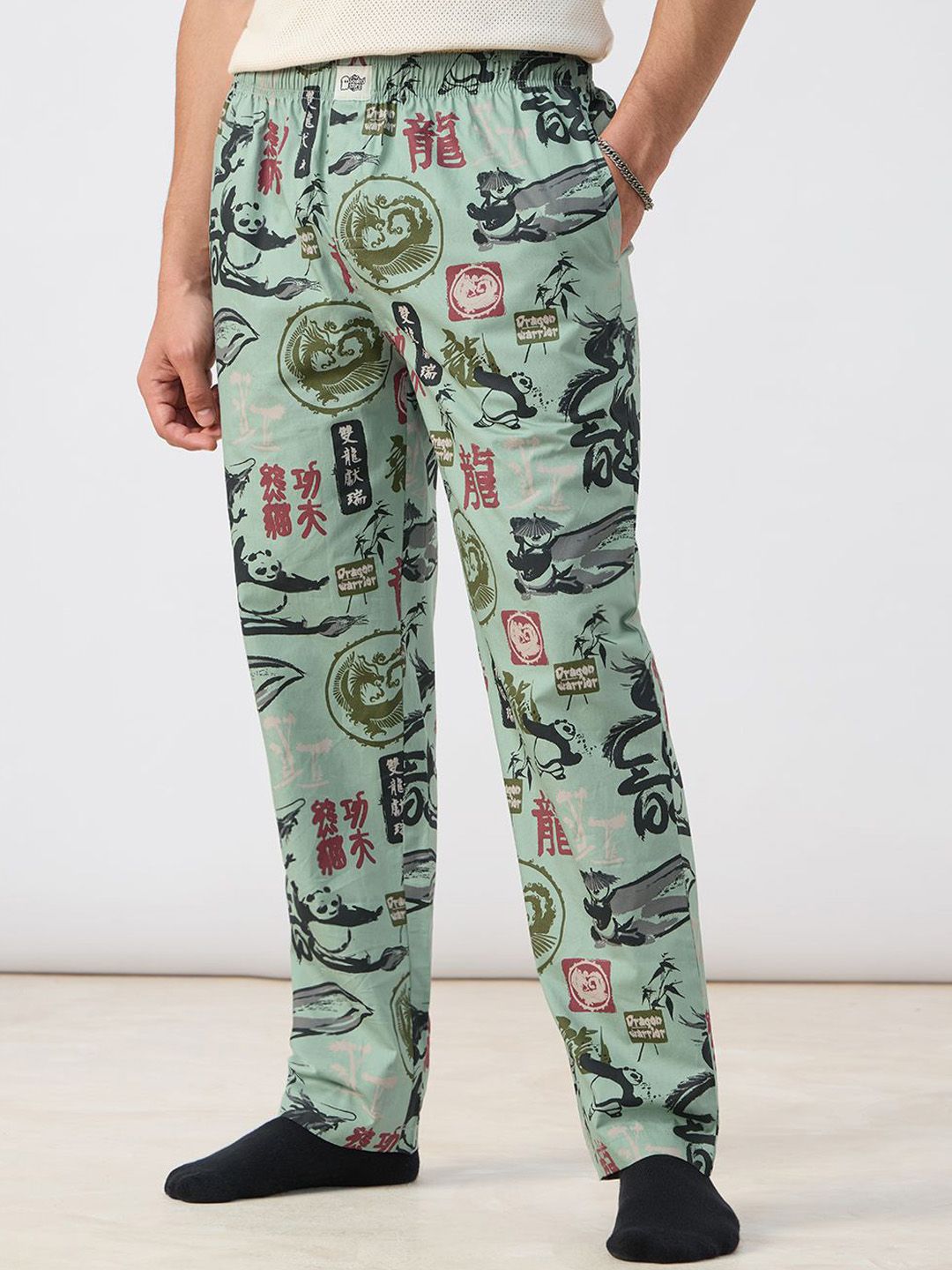 The Souled Store Kung Fu Panda: Warrior Printed Cotton Lounge Pants-image-39