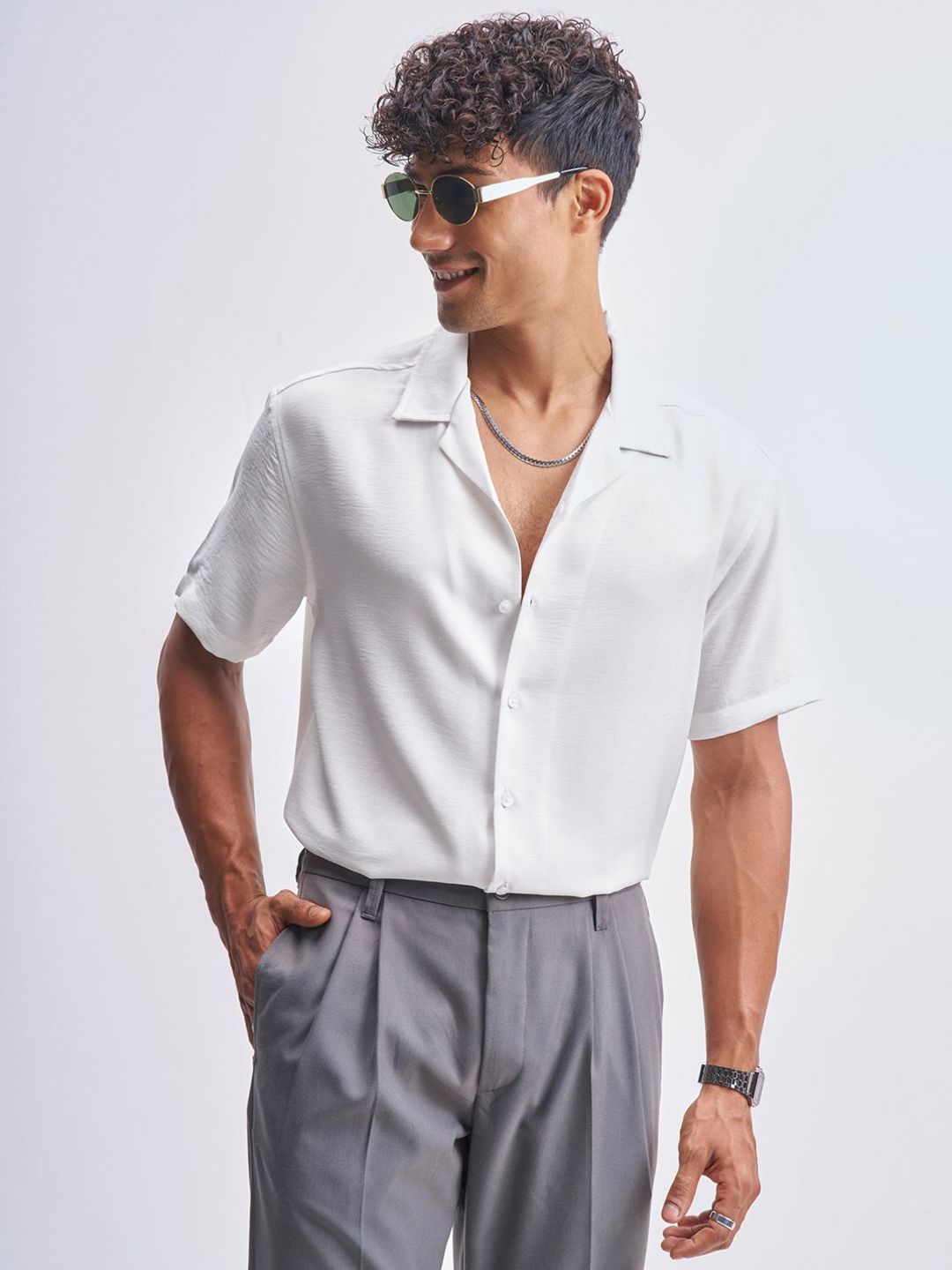 HIGHLANDER Relaxed Fit Cuban Collar Shirt-image-48