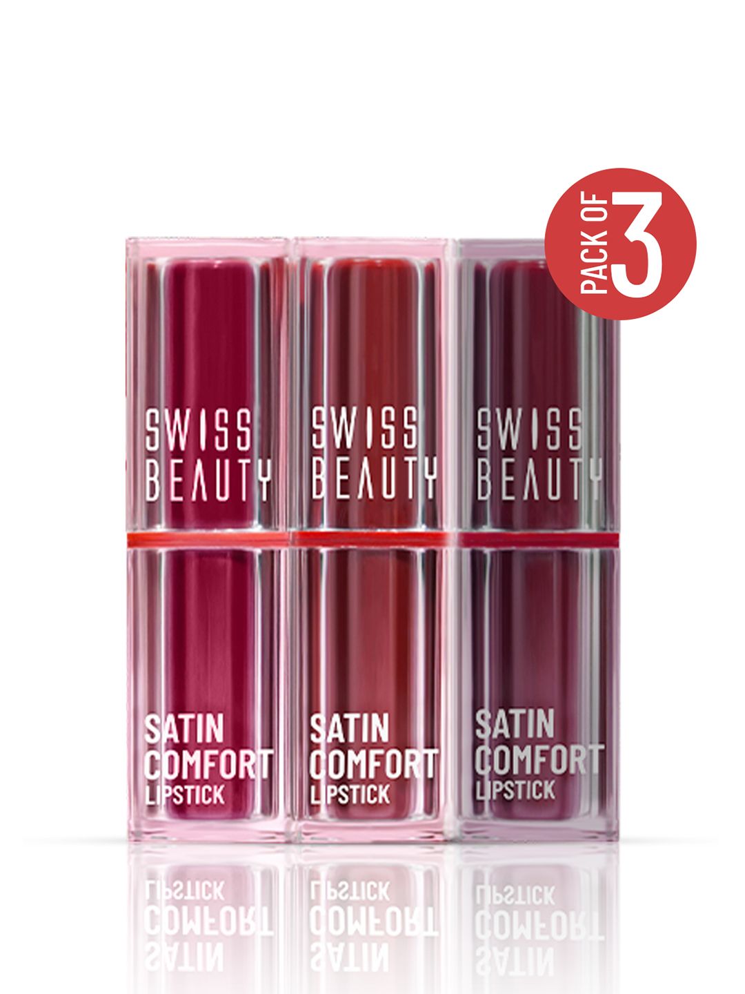 SWISS BEAUTY Satin Comfort Highly Pigmented 3-in-1 Lipstick Trio - Red & Maroon-picture-17