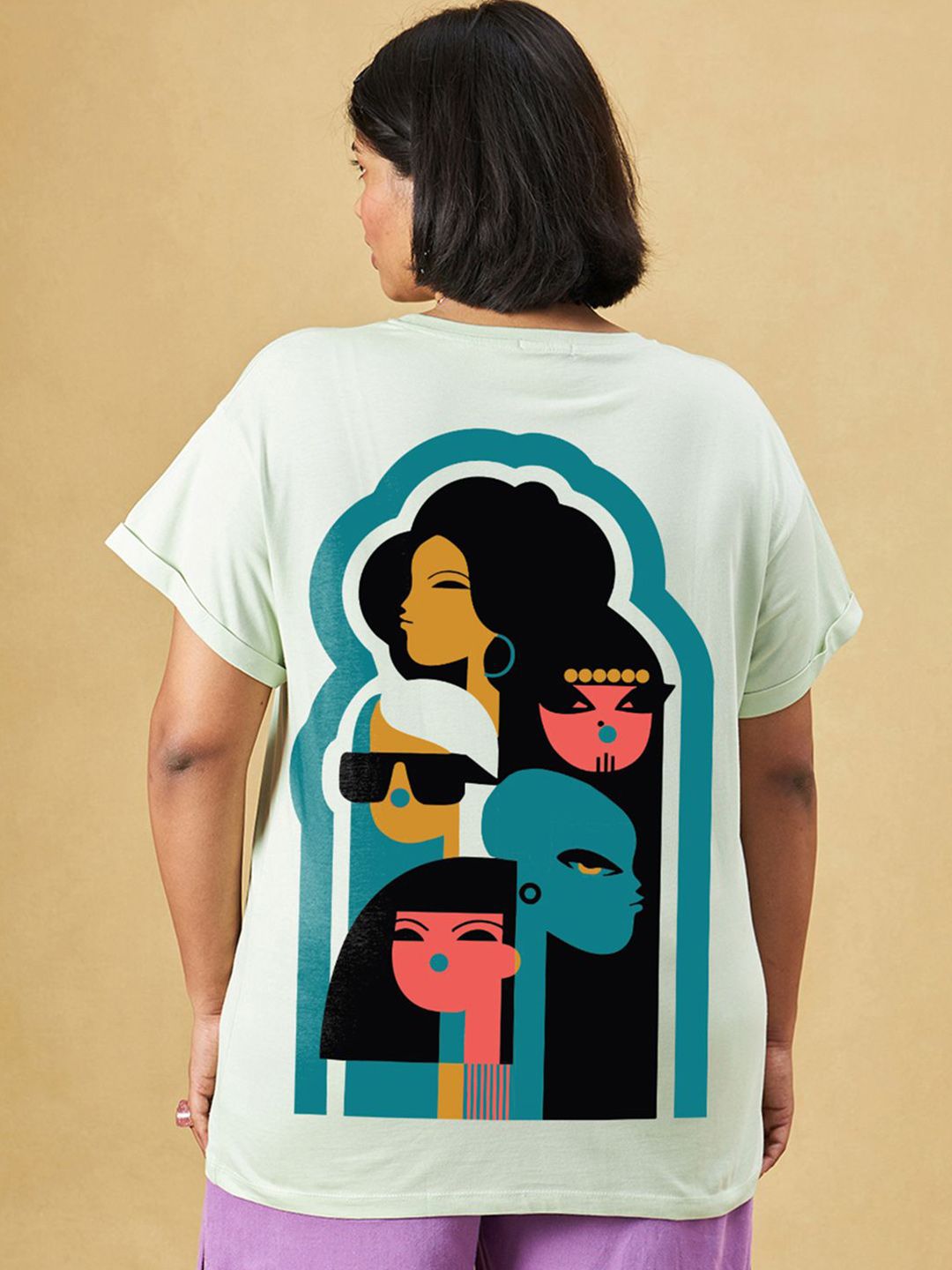 Bewakoof Plus Women Plus Size Graphic Printed Round Neck Cotton Relaxed Fit T-shirt-picture-17