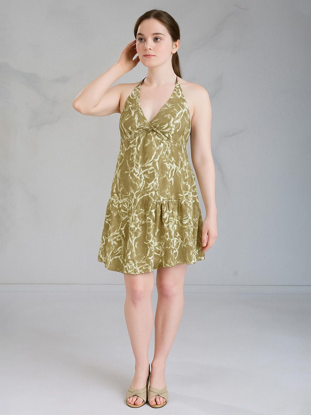 HOUSE OF MIRA Printed Halter Neck Cotton Drop-Waist Dress-picture-14