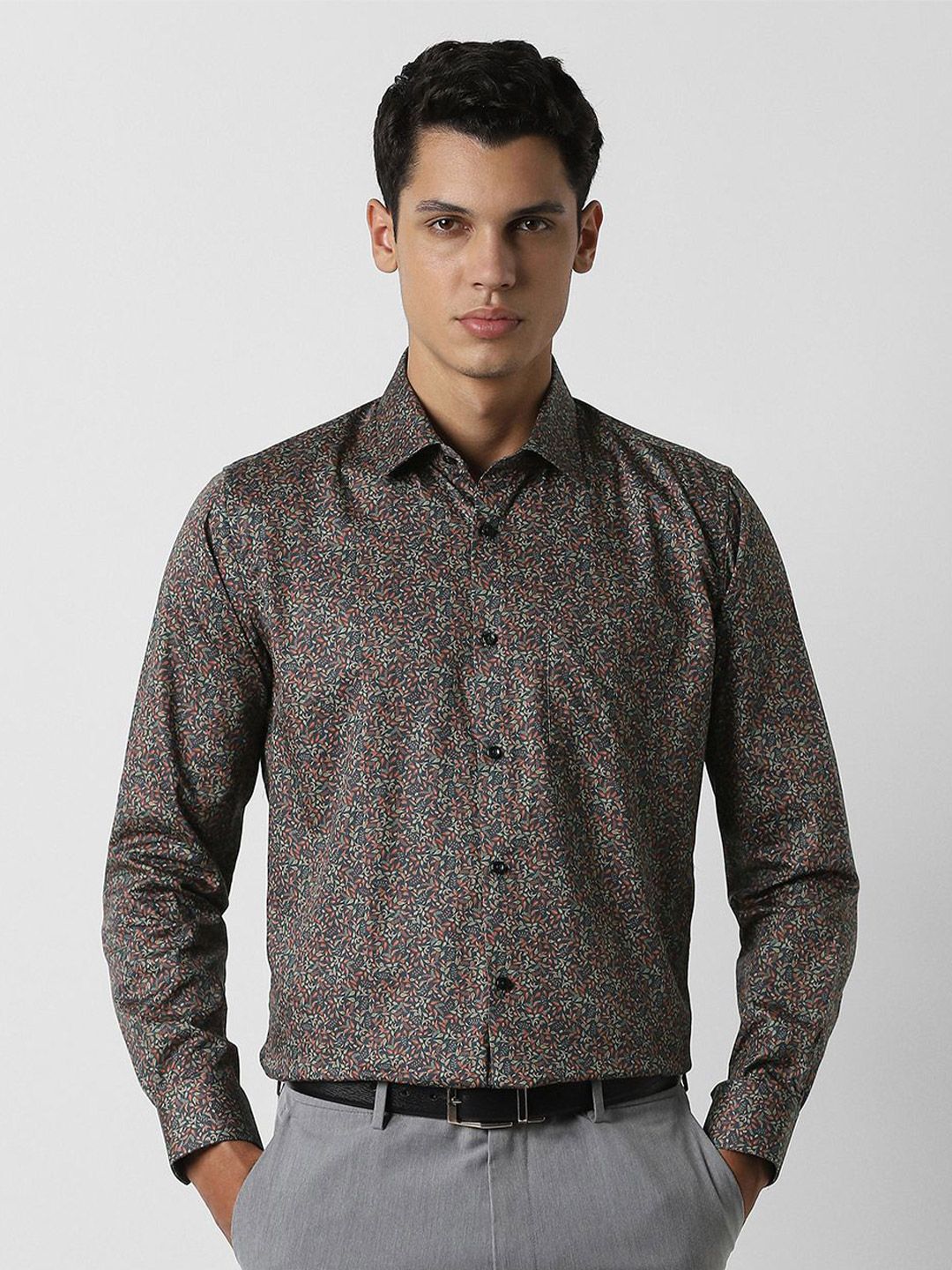 Van Heusen Men Floral Printed Spread Collar Pure Cotton Formal Shirt-picture-26