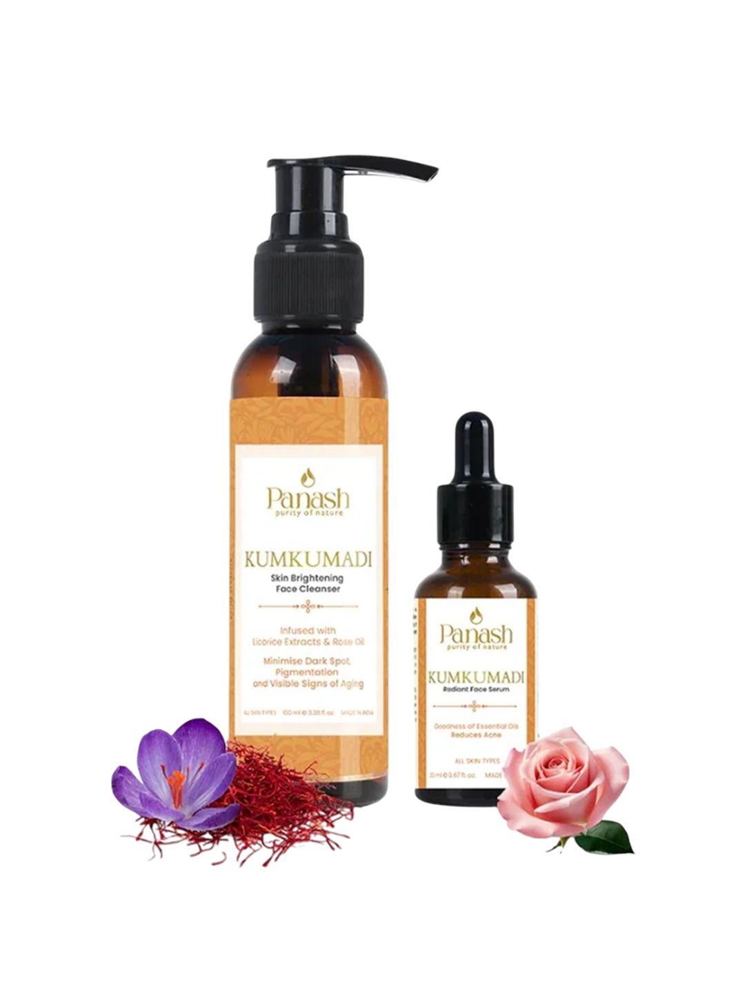 PANASH Set Of 2 Kumkumadi Skin Brightening Face Cleanser-100 ml & Face Serum-20 ml-image-36