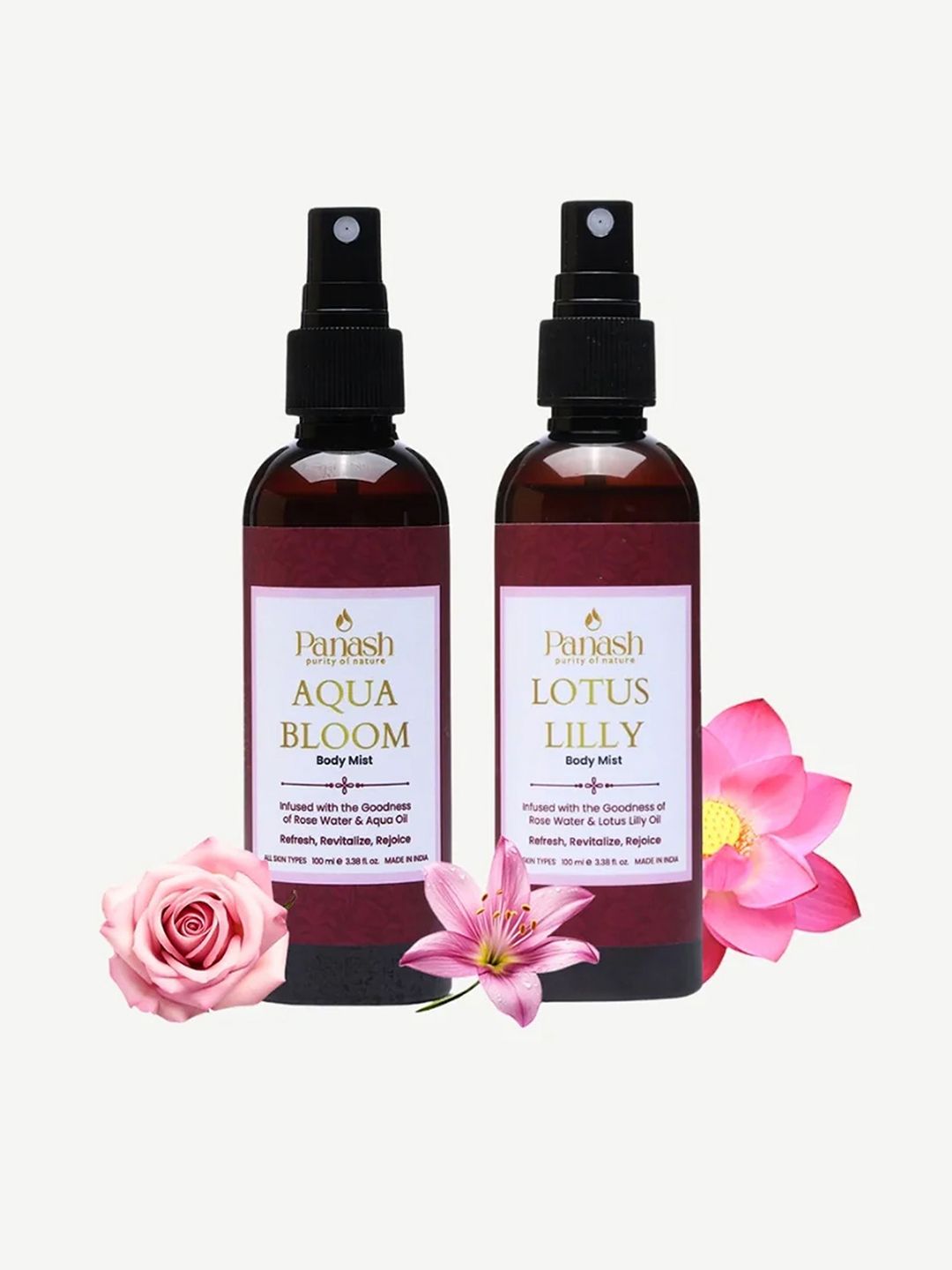 PANASH Set Of 2 Aqua Bloom & Lotus Lilly Long Lasting Body Mist - 100 ml Each-picture-10