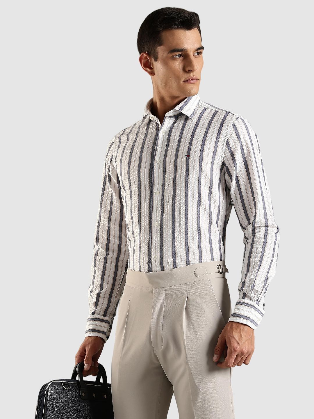 Tommy Hilfiger Vertical Stripes Striped Spread Collar Cotton Shirt-picture-27