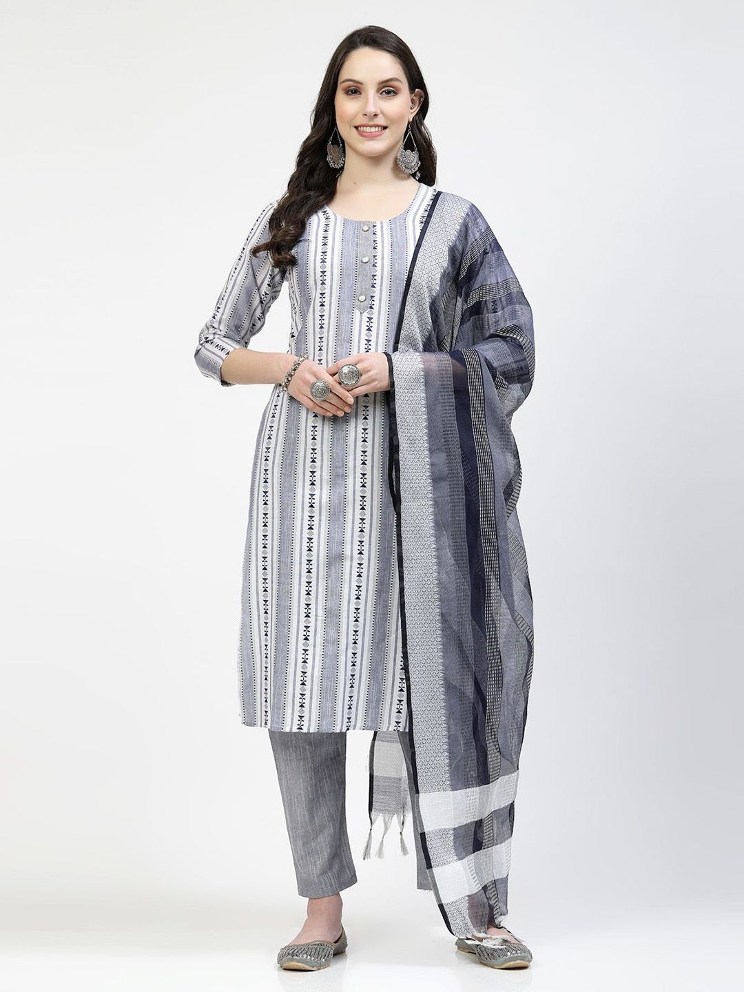 TS LIFESTYLE Women Printed Regular Kurta with Trousers & With Dupatta-image-46