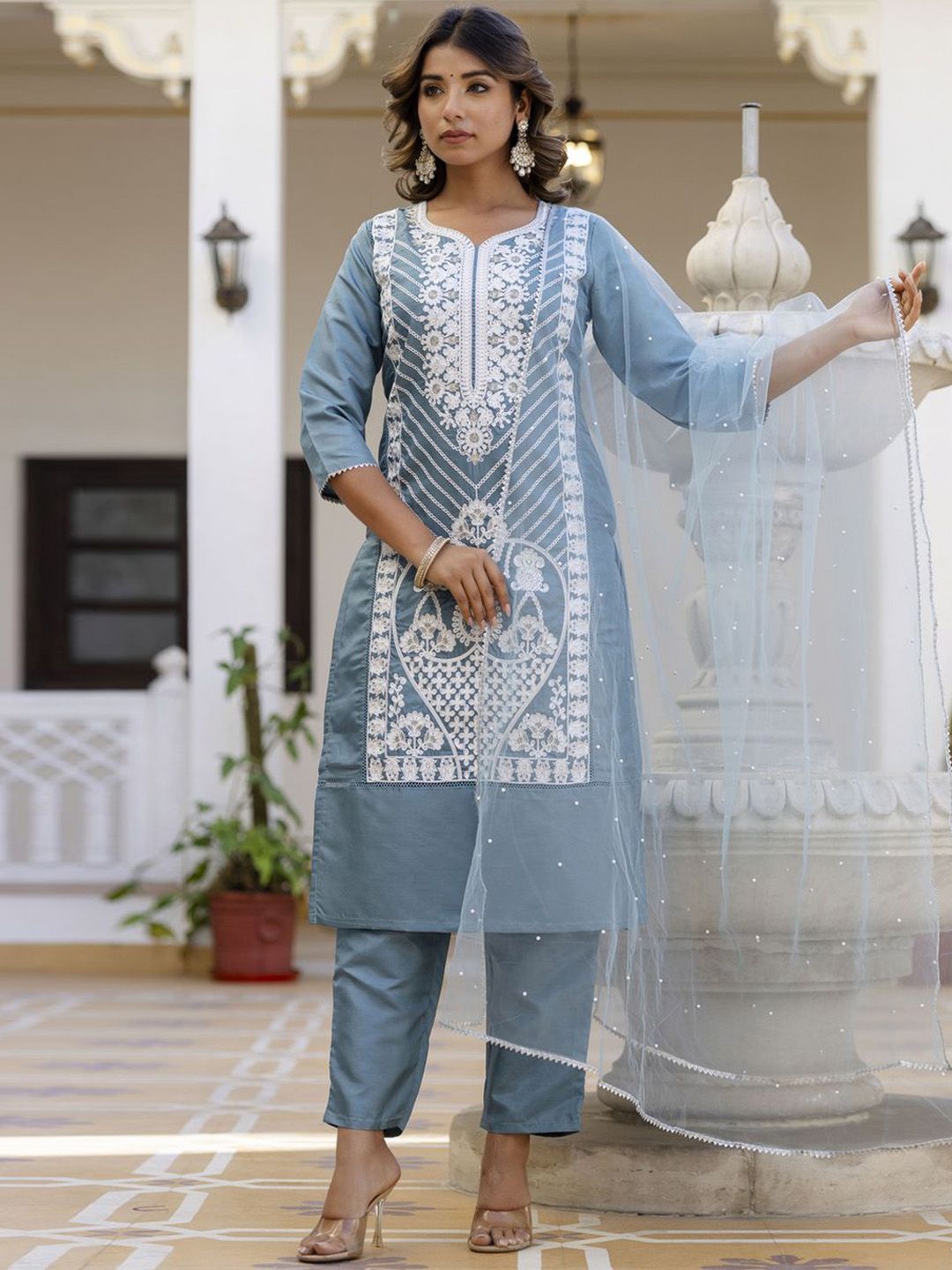 Twika Women Ethnic Motifs Embroidered Kurta with Trousers & Dupatta