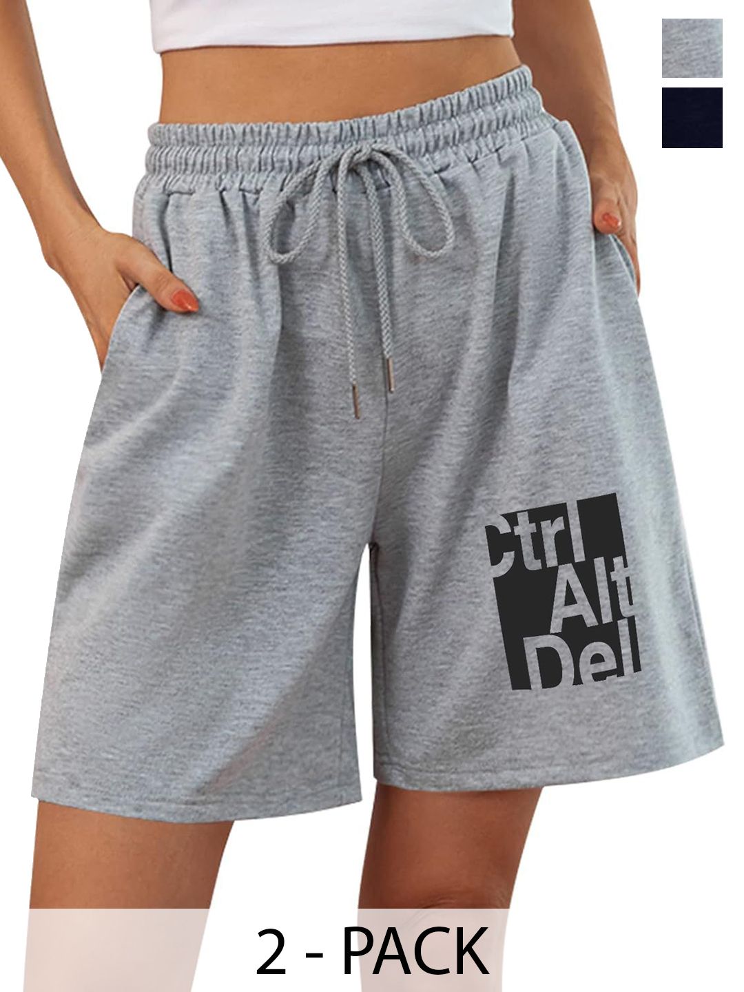 Hotfits Women Pack Of 2 Training or Gym Regular Cotton Shorts-image-16