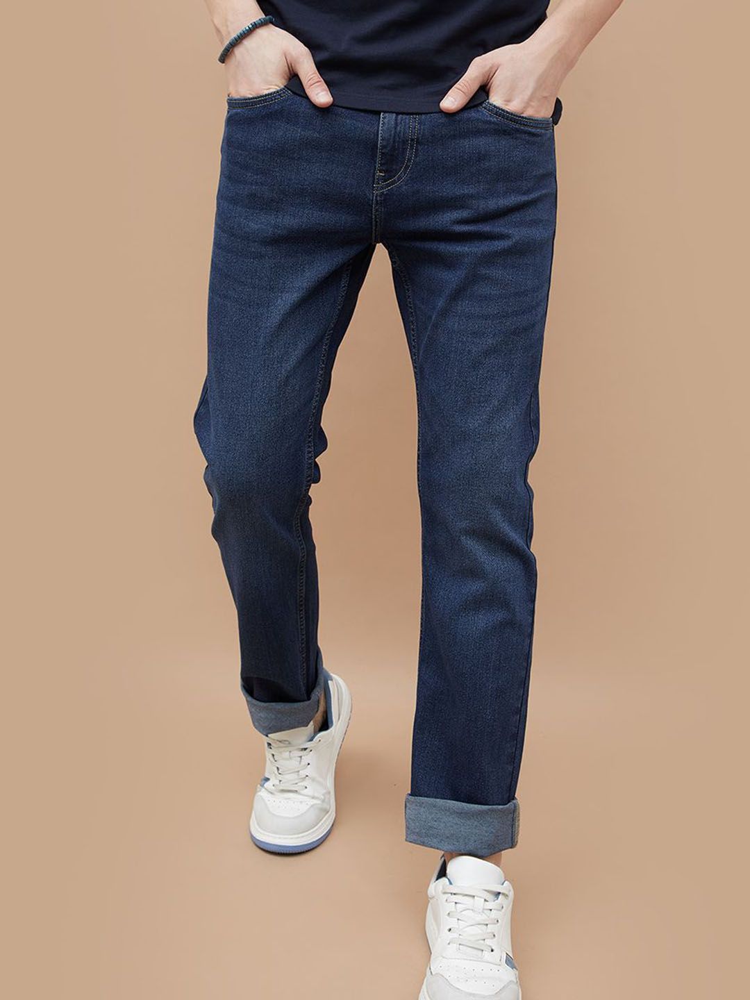 Fame Forever by Lifestyle Men Slim Fit Mid-Rise Light Fade Cotton Jeans-picture-41