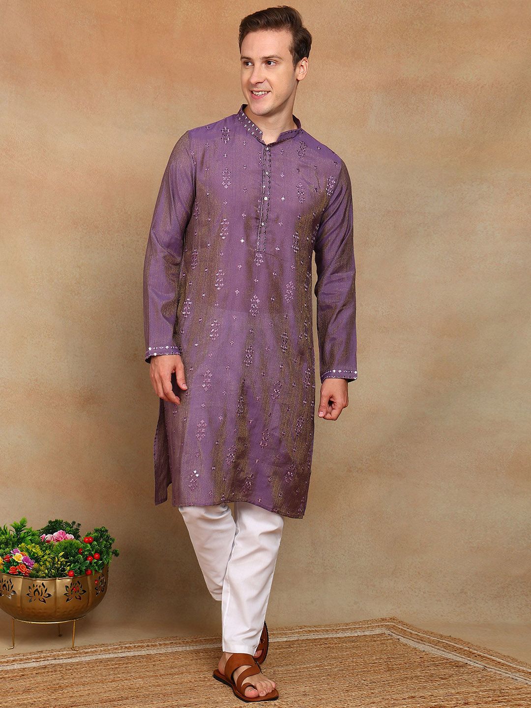 House of Pataudi Men Woven Design Festive Straight Kurta-picture-16