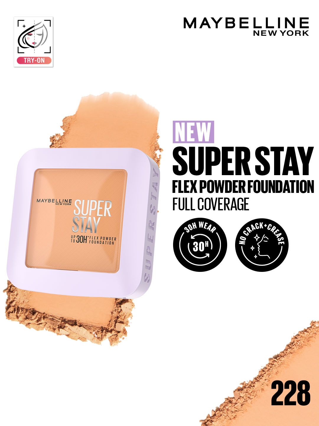 Maybelline New York Super Stay Flex Powder Full Coverage Foundation for Oily Skin 9g - 228-picture-27