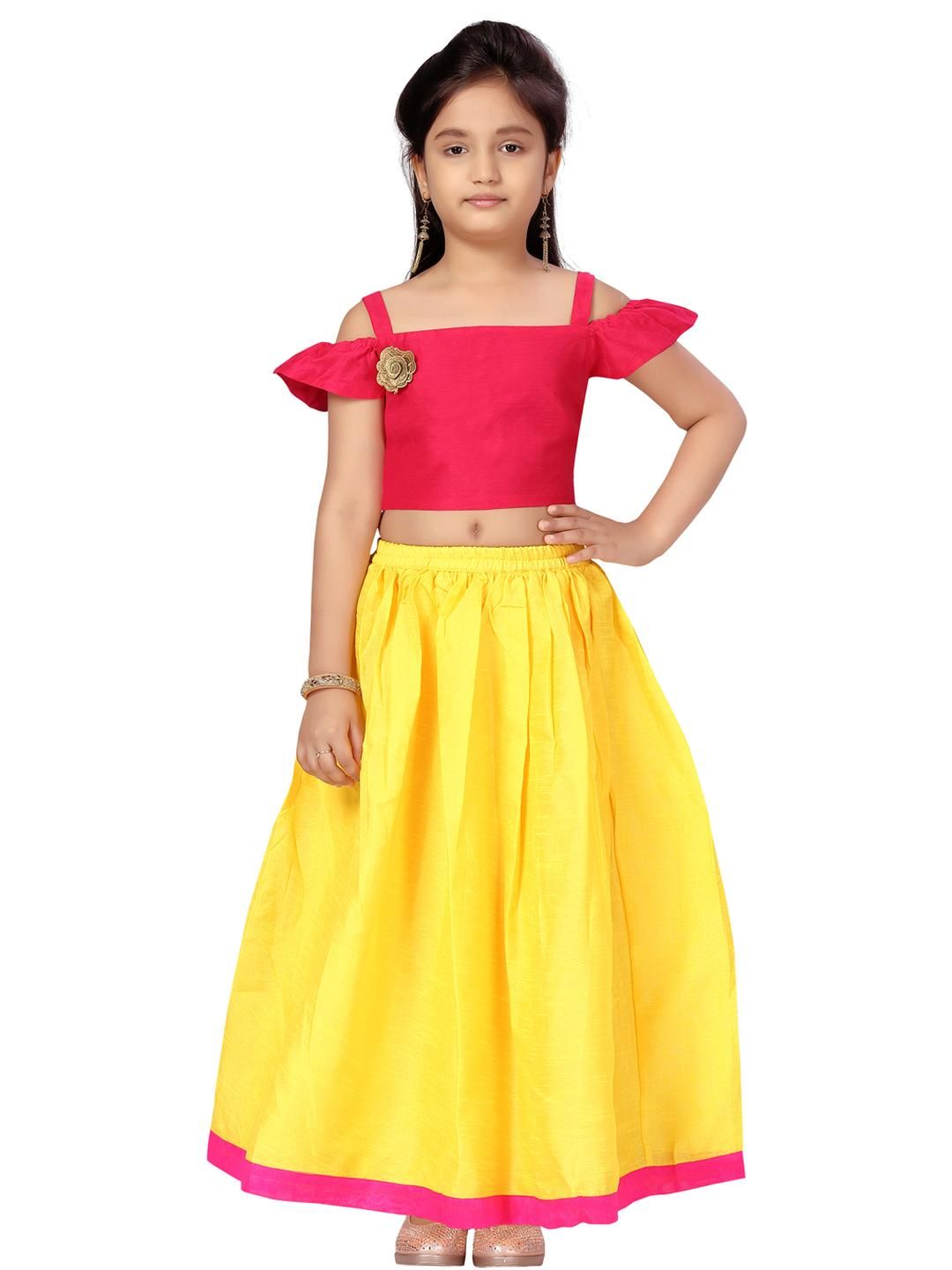 Sangria Girls Pink Silk Lehenga Choli-image-26