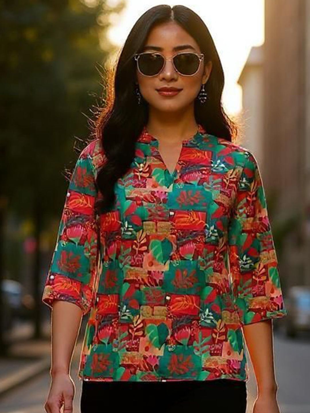 THE FAB FACTORY Women Abstract Printed Straight Kurti-picture-24