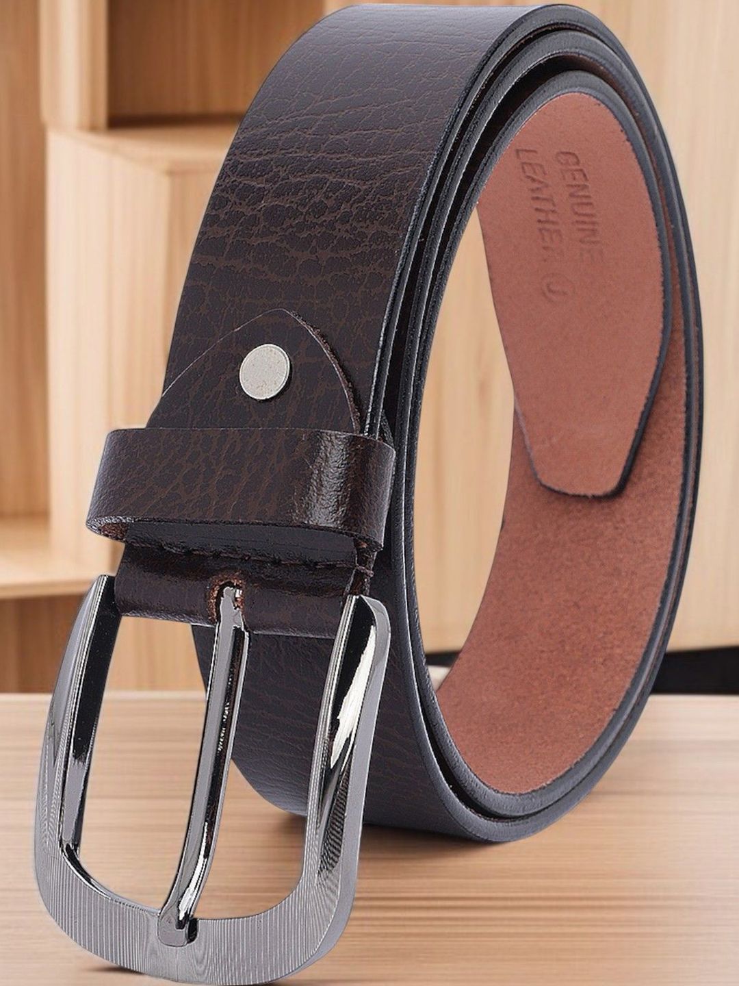 The Roadster Lifestyle Co Men Textured Leather Formal Belt-picture-57