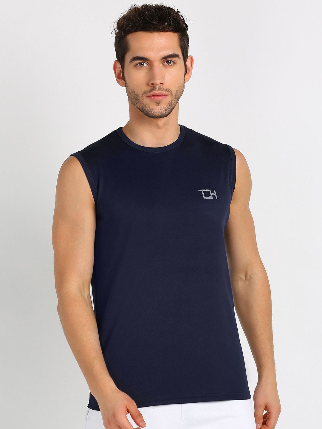 TQH Knitted Hooded-Neck Sleeveless Gym Vest - TQH-Sleeveles_TS802_Navy_Size.S-picture-53