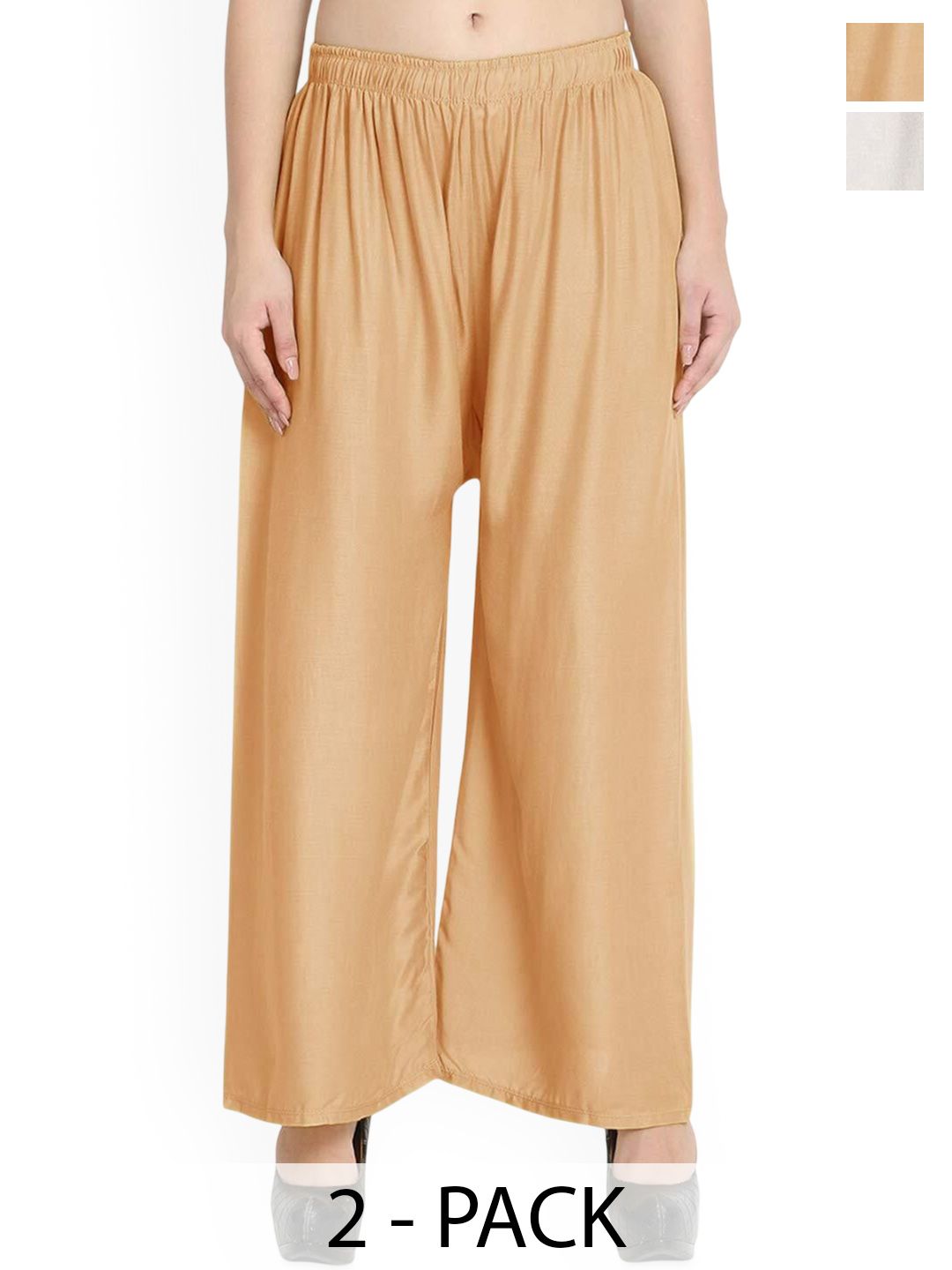 SRISARAS Women Pack Of 2 Regular Fit Mid-Rise Parallel Trousers-picture-22