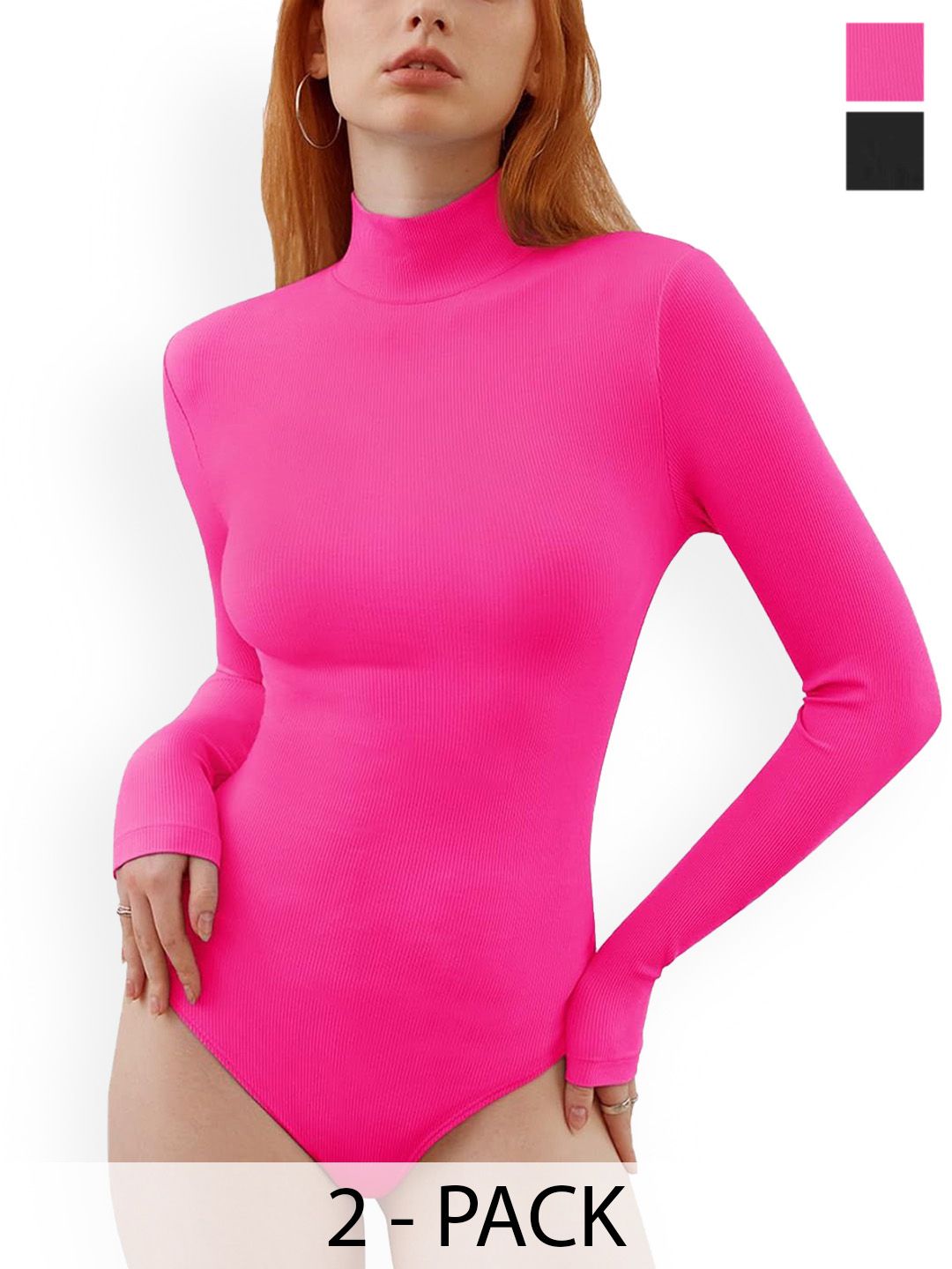 ZEROZABAR Pack Of 2 High Neck Bodysuits-image-43