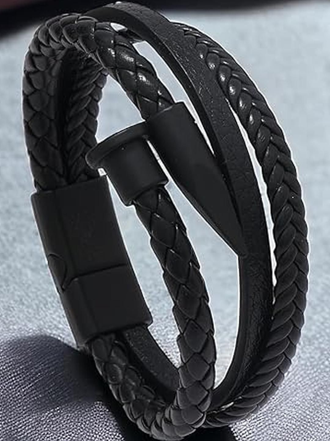 Roadster Men Leather Silver-Plated Wraparound Bracelet-picture-35