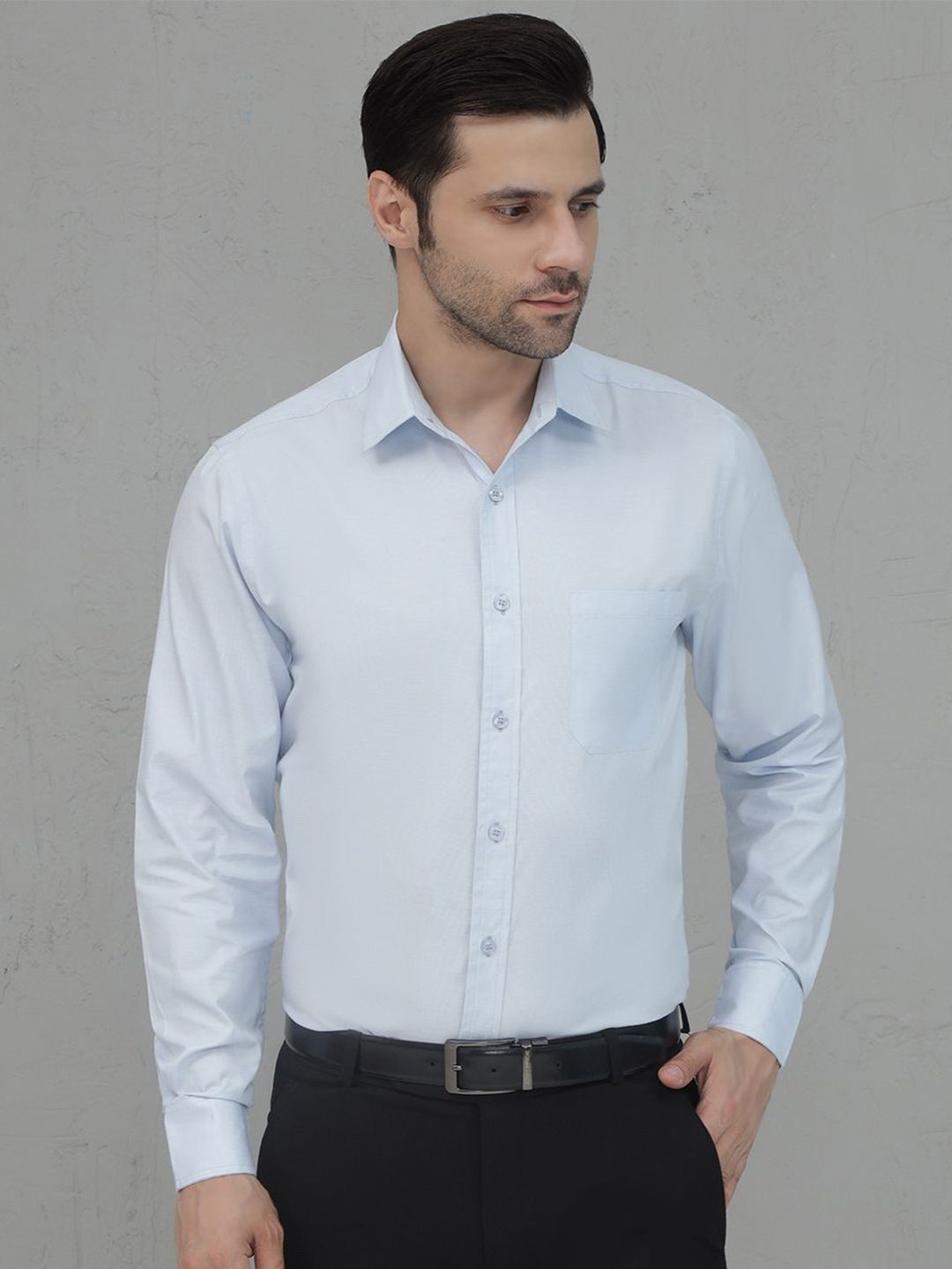 JAKANARY Men Premium Fit Solid Spread Collar Cotton Formal Shirt-picture-10