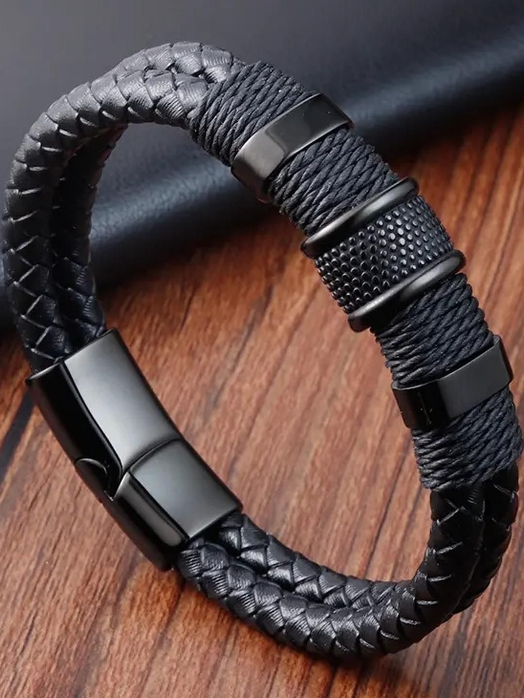 Roadster Men Leather Tribal Silver-Plated Multistrand Bracelet-picture-16