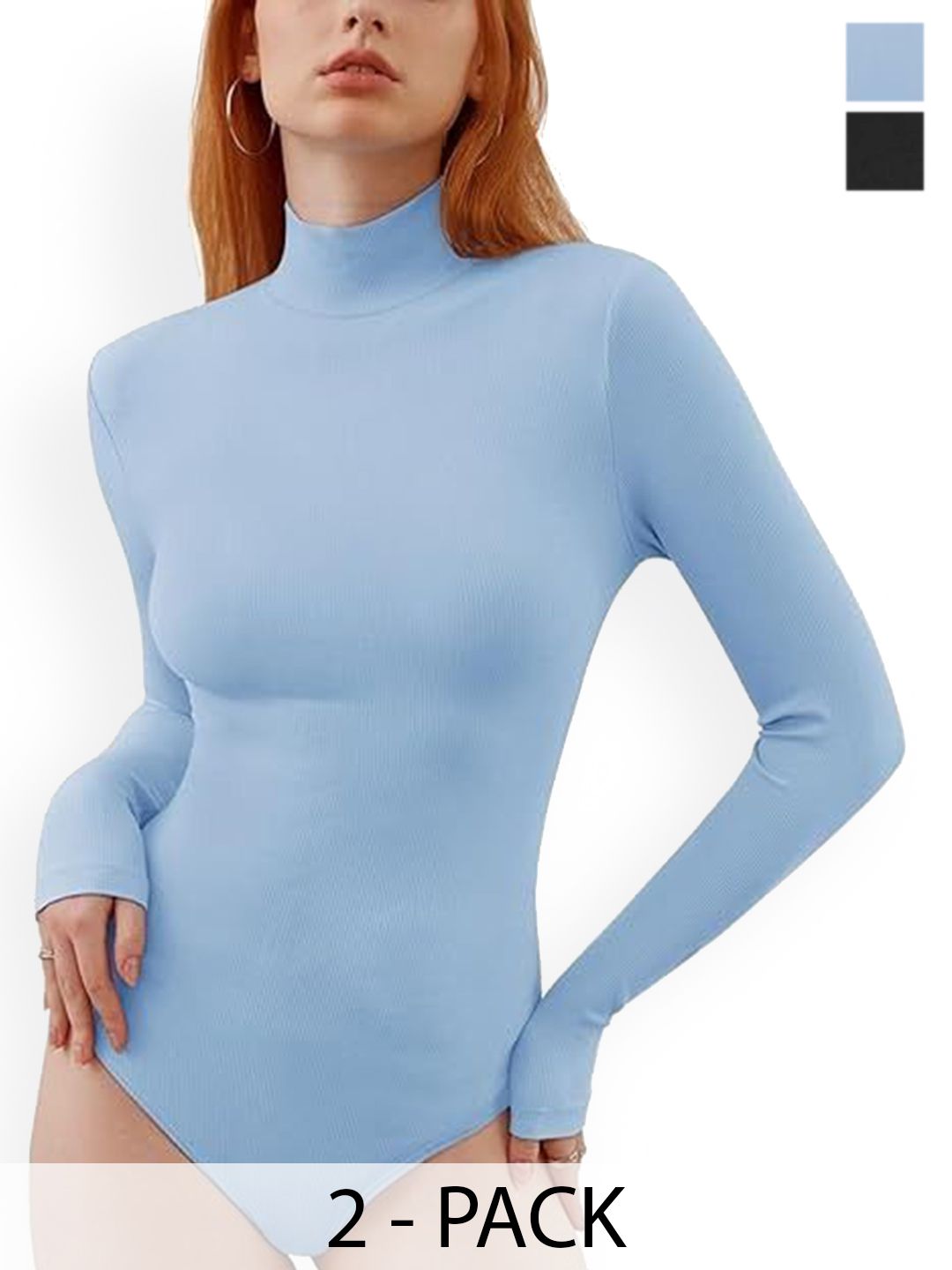 ZEROZABAR Pack Of 2 High Neck Bodysuits-picture-23