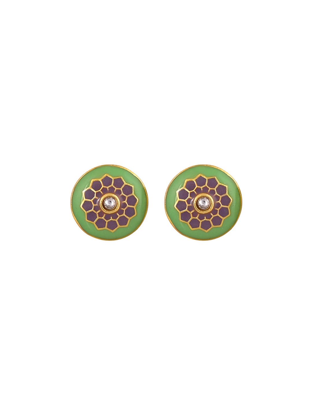 House of Pataudi Men Gold-Plated Stones Studded Cuff Links-picture-15