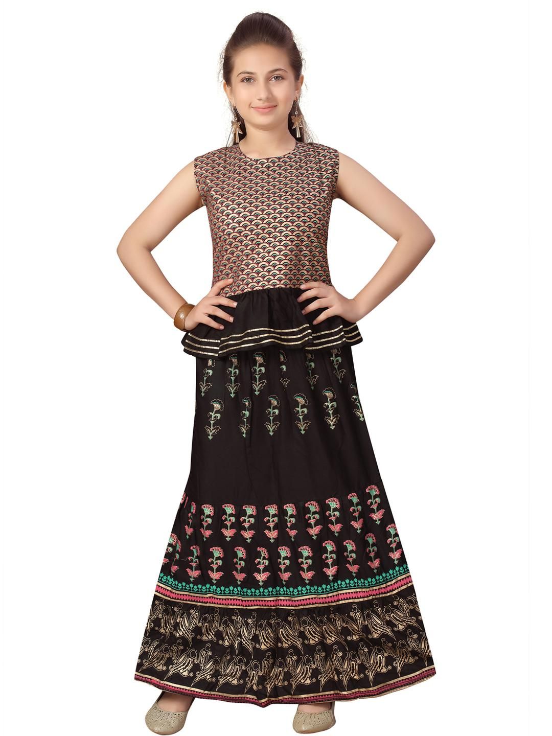 Sangria Girls Black Cotton Lehenga Choli-image-25