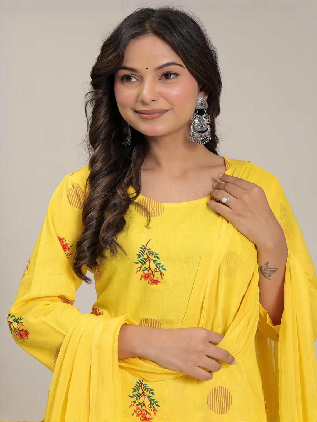 GMA Yellow Pure Cotton Kurta Sets
