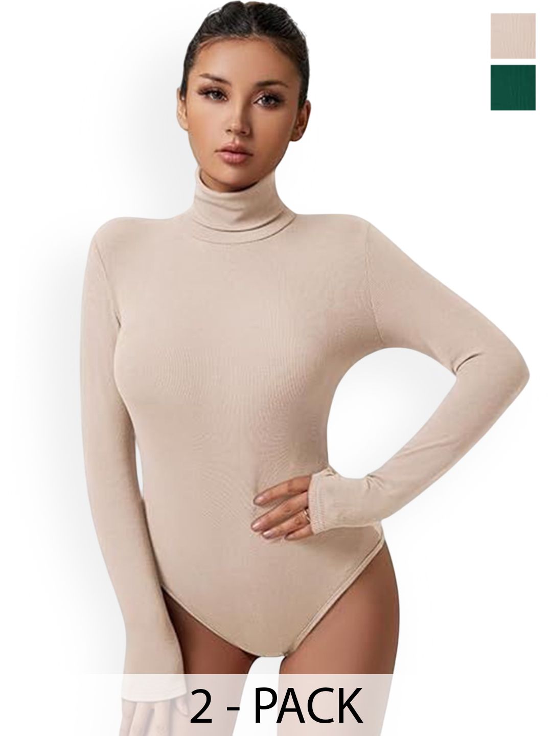 TRENDY ERA Pack Of 2 High Neck Bodysuit-picture-36