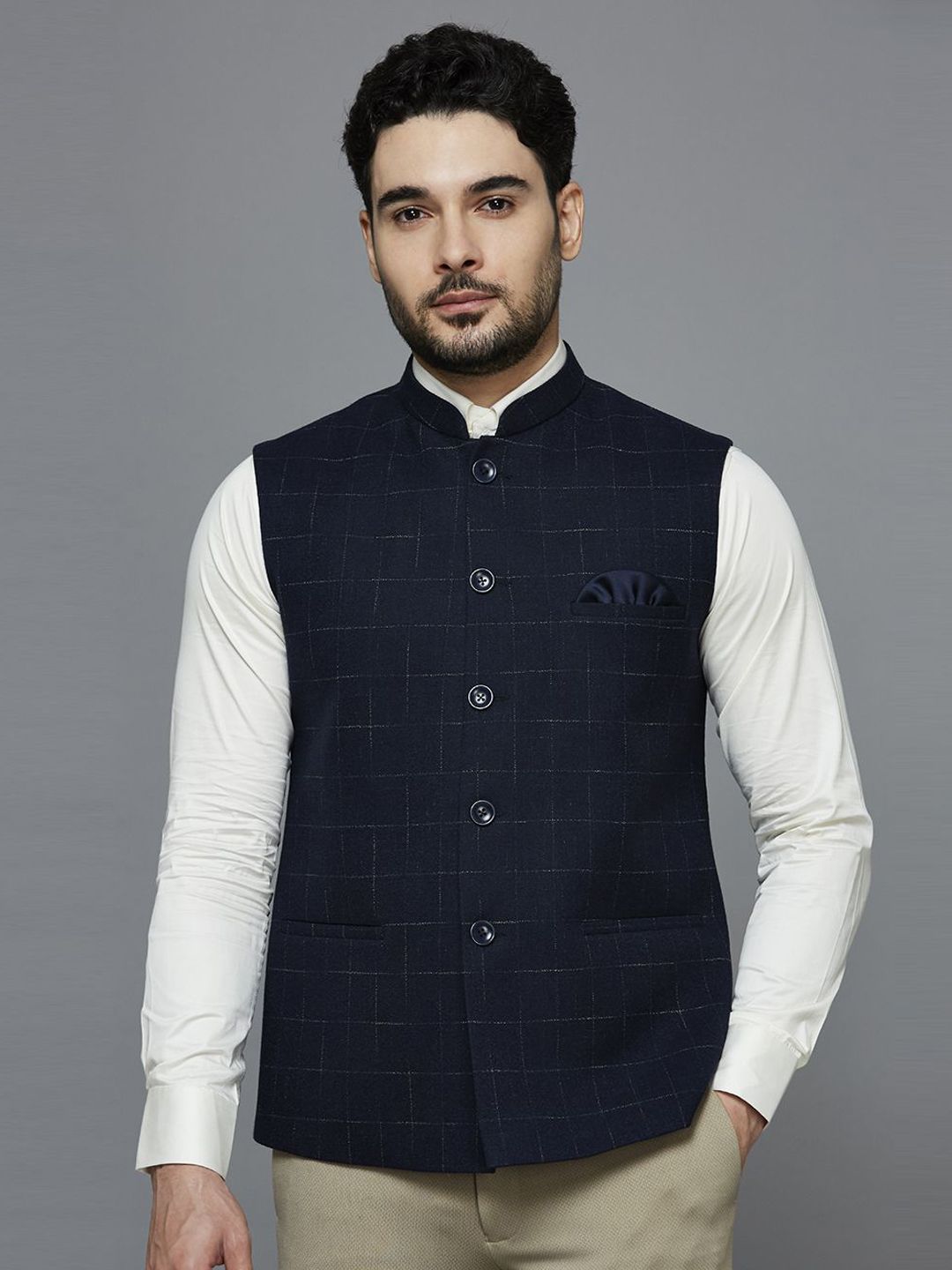 ESSAS club Checked Nehru Jacket-picture-58