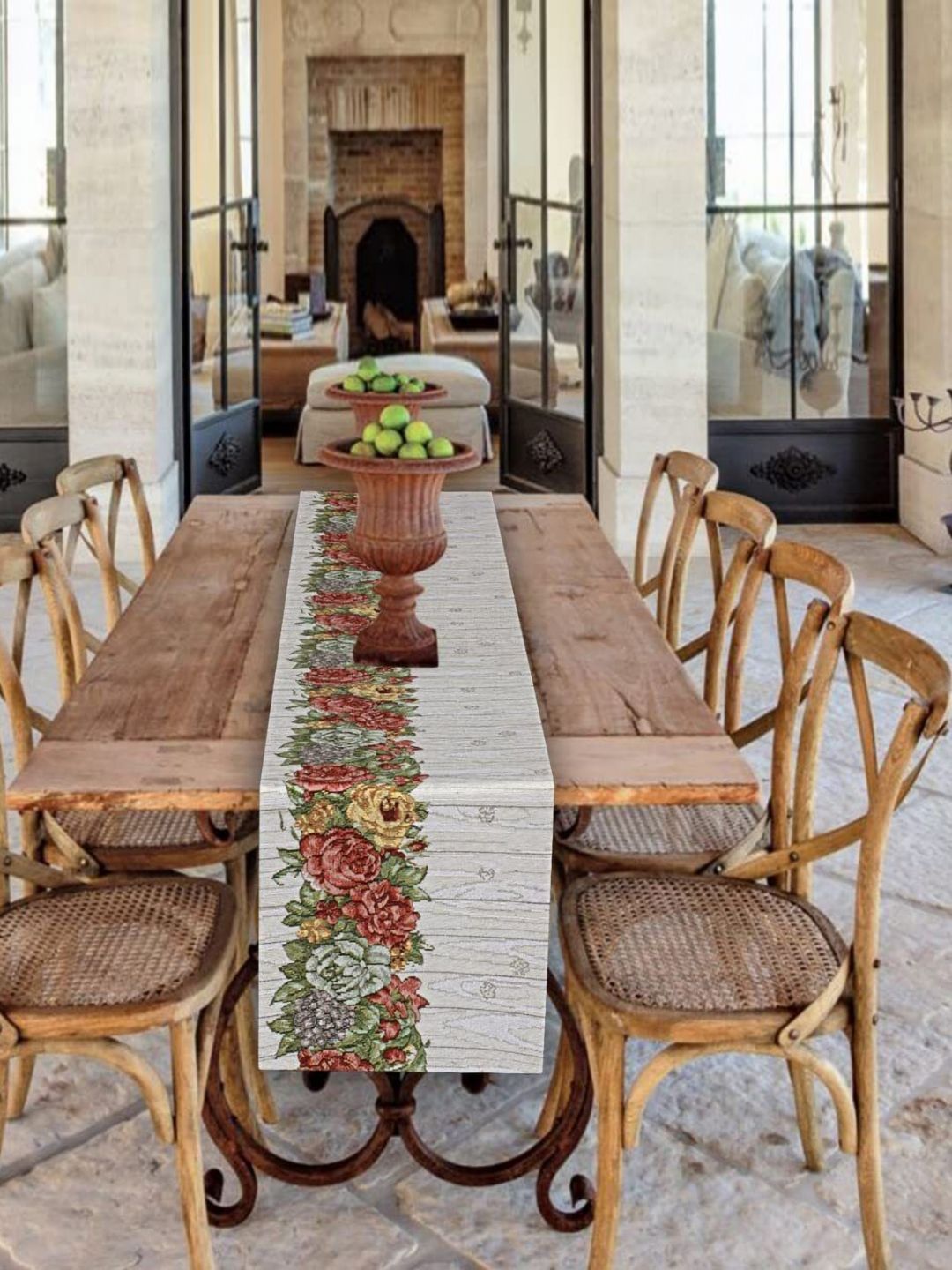 PRAKARTIK Yellow & Green Floral Printed Pure Cotton Table Runner