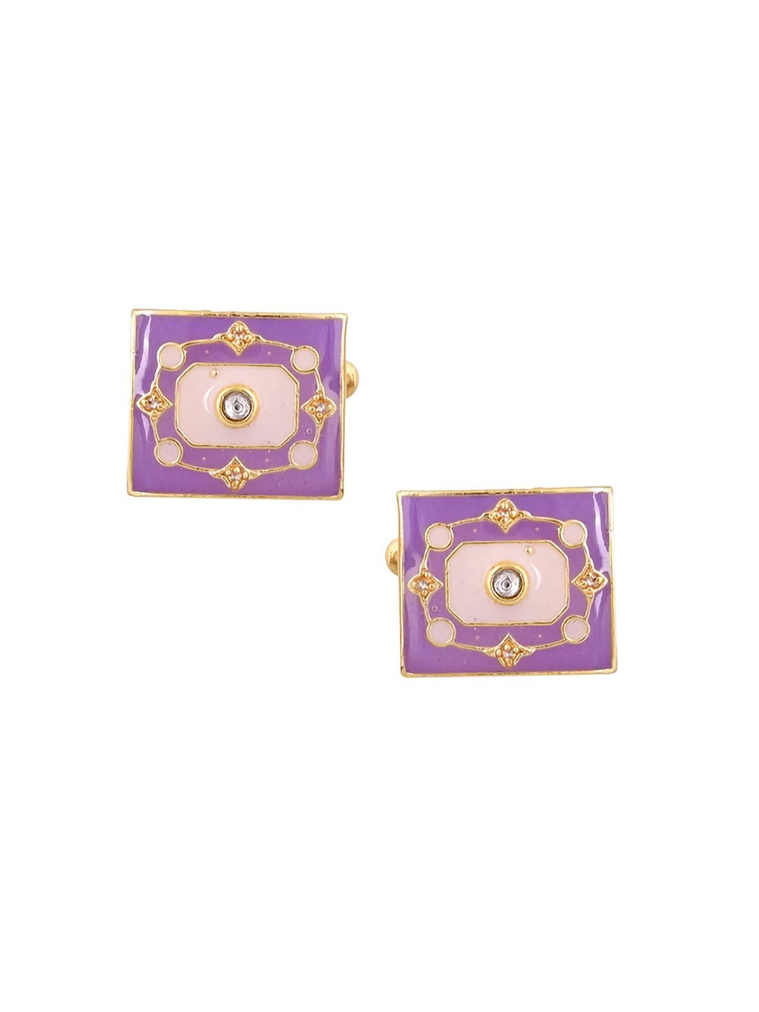 House of Pataudi Men Gold-Plated Rectangle Shape Cufflinks-picture-16