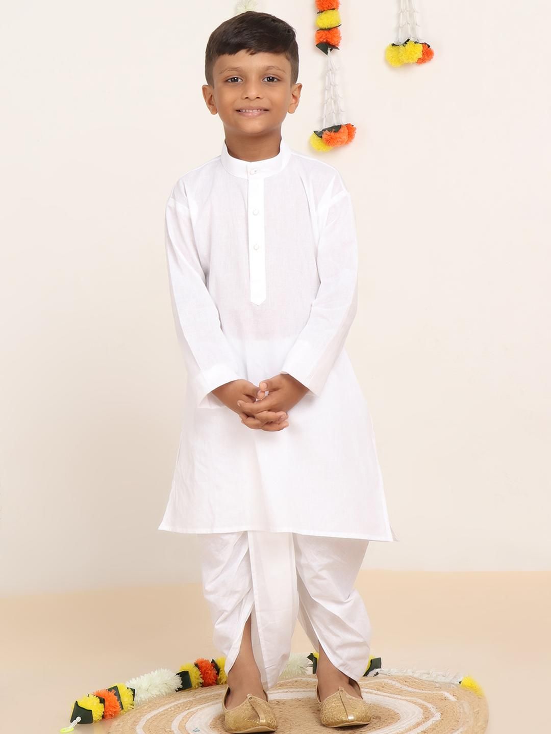 Baba & Baby Boys Solid Cotton Kurta & Dhoti Pants Clothing Set-picture-16