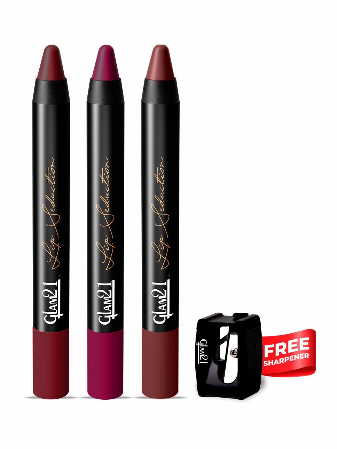 GLAM21 Set Of 3 Non-Transfer Lip Seduction- Deep Maroon 05 -Staycation 25- French Wine -22-picture-30