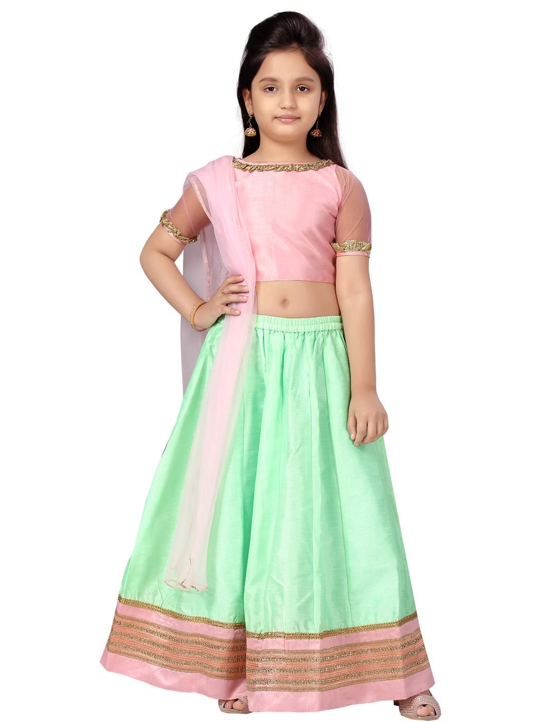 Sangria Girls Pink Silk Lehenga Choli-picture-24