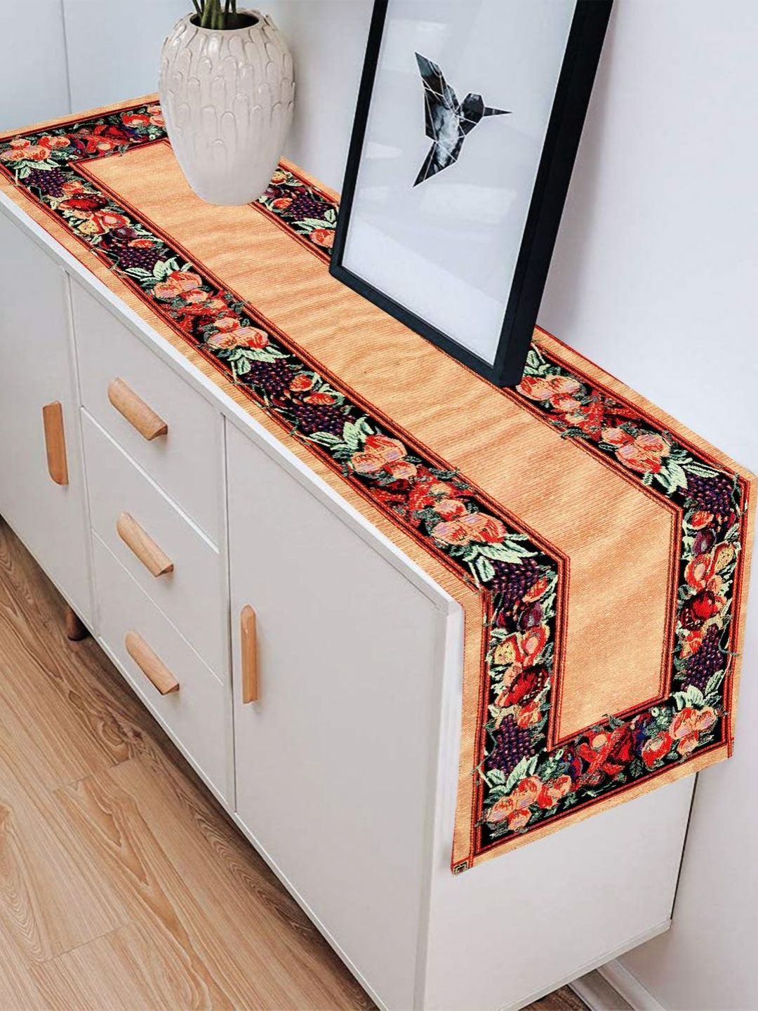 PRAKARTIK Red & Beige Printed Pure Cotton Durable Table Runner