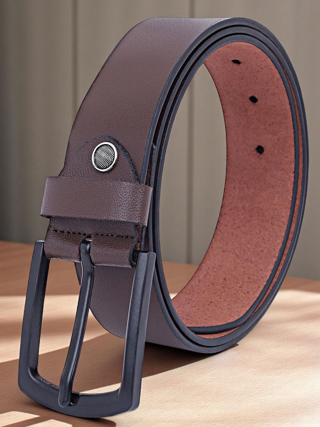The Roadster Lifestyle Co .Men Textured Genuine Leather Belt-picture-46